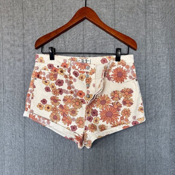 Free People We The Free 70s Retro Brown Floral Itty Bitty Micro Short Size 31 - Picture 3 of 15